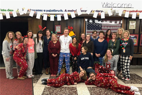 Staff wearing pajamas 