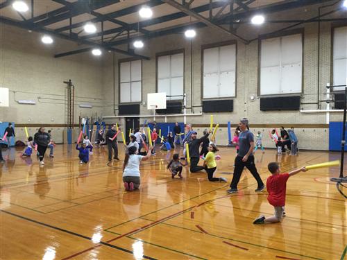 Students and parents at Fitness Night event 