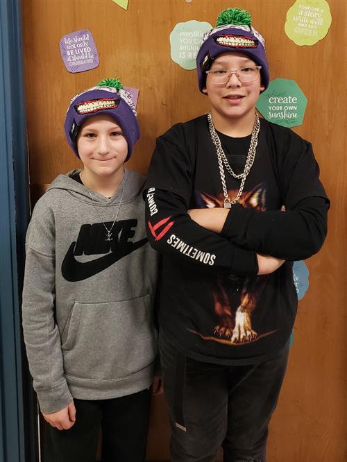 FMS student wearing new hat 