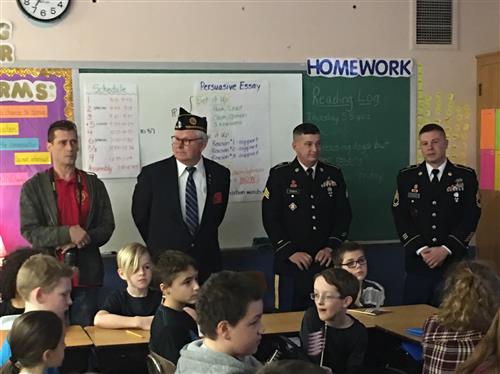 American Legion representatives in classroom 