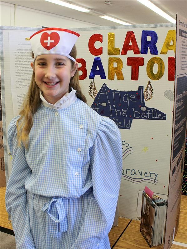 Student teaches guests about Clara Barton 