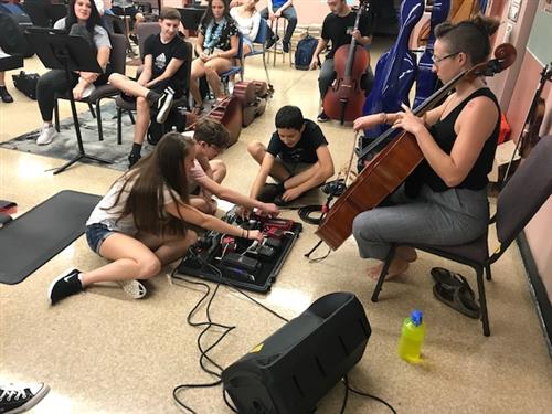 Katie Weissman with students 