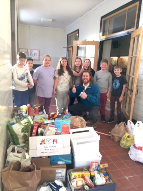 Students with donations 