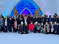  Student pose outside ice hotel in Quebec City