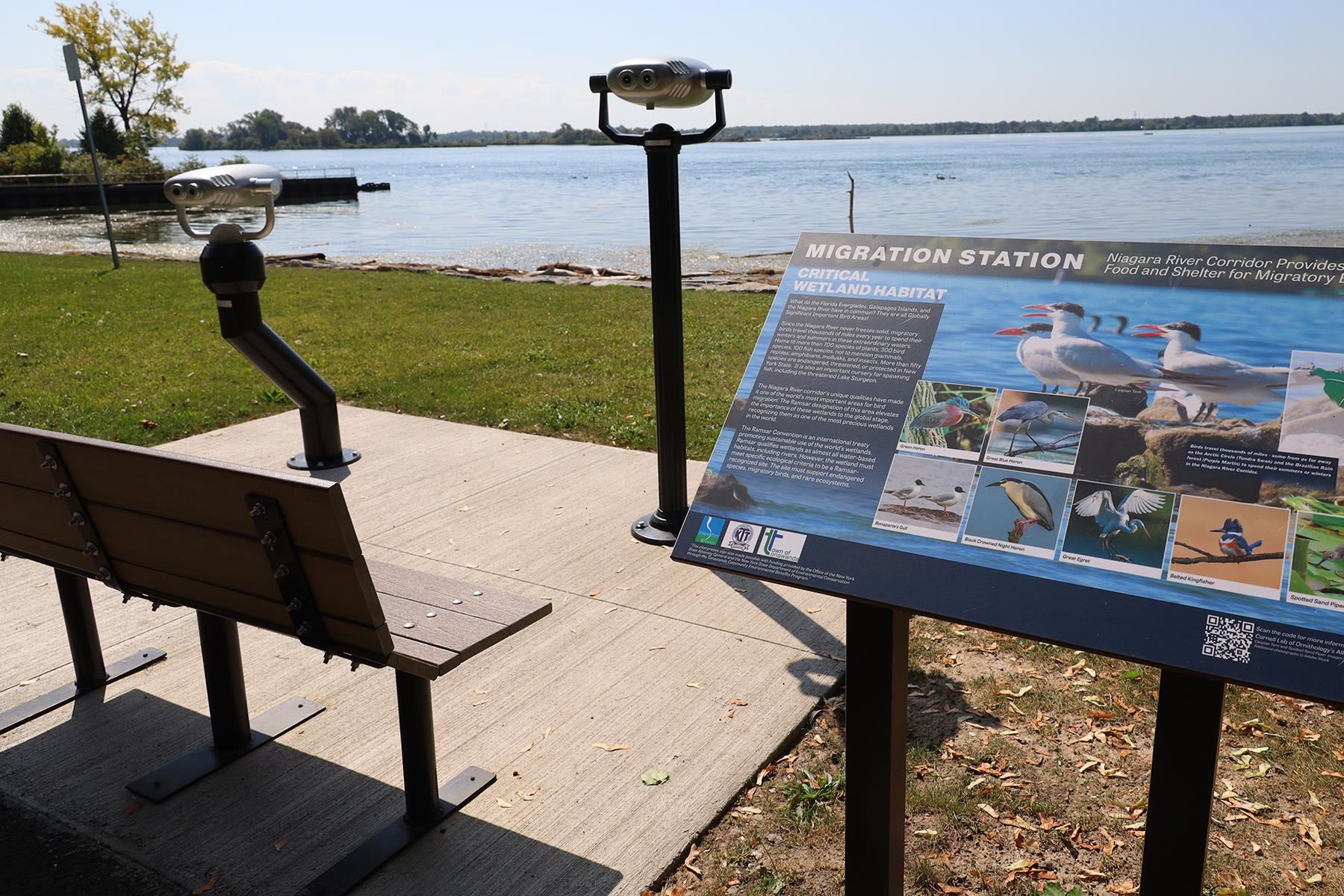 Viewfinders and bench at Aqua Lane Park
