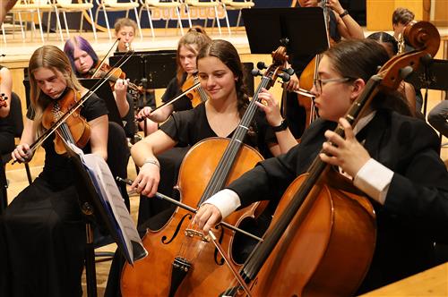 Student playing the cello