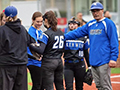  Former softball coach Matt Chimera breaks huddle with team