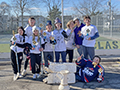  Kenmore East students post with a trophy after winning a street hockey tournament