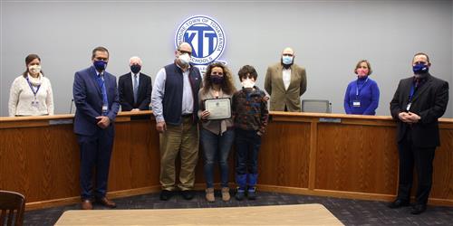 Board of Education with Dr. Santa Maria's family 